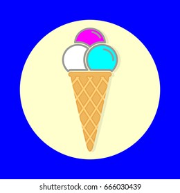 Ice cream cone vector line icon. Vector illustration. Flat design style.