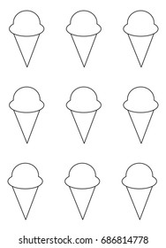 Ice cream cone vector line drawing. 