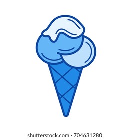 Ice cream cone vector line icon isolated on white background. Ice cream cone line icon for infographic, website or app. Blue icon designed on a grid system.