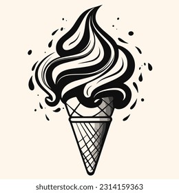Ice cream cone vector for logo or icon,clip art, drawing Elegant modern style Illustration