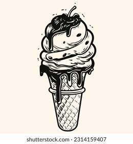 Ice cream cone vector for logo or icon,clip art, drawing Elegant modern style Illustration