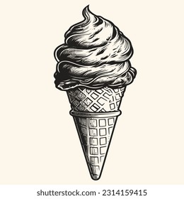 Ice cream cone vector for logo or icon,clip art, drawing Elegant modern style Illustration
