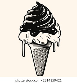 Ice cream cone vector for logo or icon,clip art, drawing Elegant modern style Illustration