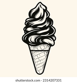Ice cream cone vector for logo or icon,clip art, drawing Elegant modern style Illustration