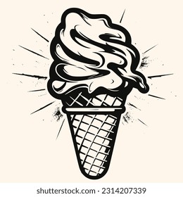 Vector de cono de crema de hielo para logotipo o icono, arte clip, dibujo Estilo moderno elegante Ilustración