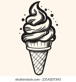 Ice cream cone vector for logo or icon,clip art, drawing Elegant modern style Illustration