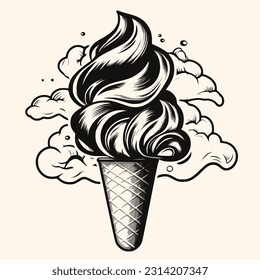 Ice cream cone vector for logo or icon,clip art, drawing Elegant modern style Illustration