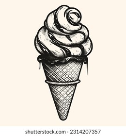Vector de cono de crema de hielo para logotipo o icono, arte clip, dibujo Estilo moderno elegante Ilustración