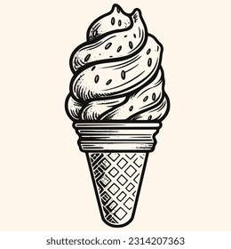 Ice cream cone vector for logo or icon,clip art, drawing Elegant modern style Illustration