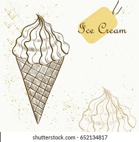 Ice Cream cone vector sketch illustration