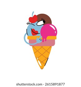 Ice cream cone vector Sticker. Eps 10 file