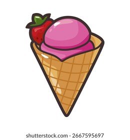 Vector de cono de helado con fresas