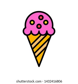 Ice cream cone vector, Summer party related filled style icon