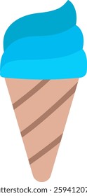 Ice Cream Cone Vector for Sweet Treat Lovers. Soft serve ice cream illustration, waffle cone dessert, summer refreshment concept. Flat icon