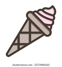 Ice Cream Cone Vector Thick Line Filled Colors Icon For Personal And Commercial Use.
