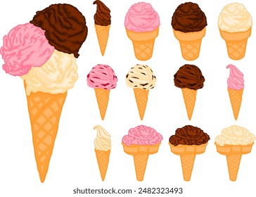 Ice Cream Cone Vector With Transparent Background Bundle