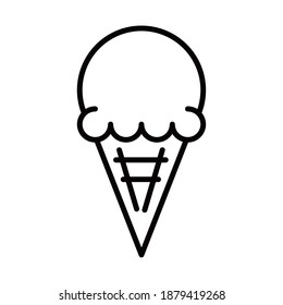 ice cream cone in the waffle celebration party, line icon style vector illustration
