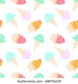 ice cream cone, waffle seamless pattern 