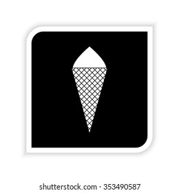 Ice cream cone  - white vector icon