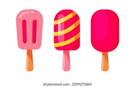 helado. Aislamiento de helado rosa y amarillo sobre blanco. Ilustración del vector