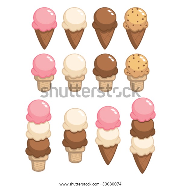 Ice Cream Cones Stock Vector (Royalty Free) 33080074