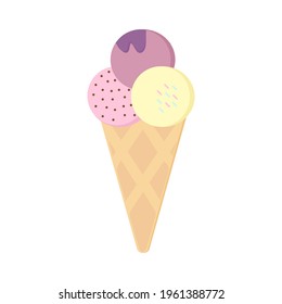 Ice cream cones. Ice cream with balls. Vector graphics