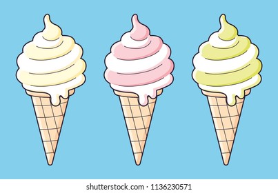 Ice cream cones cartoon vector