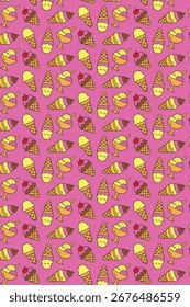 Ice cream cones and cups pattern