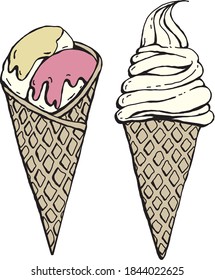 ice cream cones drawing vector