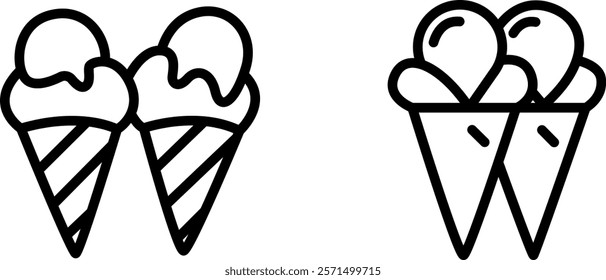 "Ice Cream Cones Icon Representing Delicious Treats, Summer Fun, and Sweet Indulgence for Desserts, Refreshments, and Flavorful Moments"