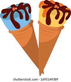 Conos de helado, ilustración, vector sobre fondo blanco