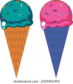 Ice cream cones isolated illustration