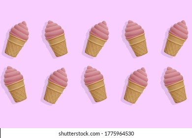 Ice cream cones print with pink background