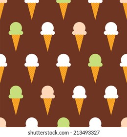 Ice cream cones seamless pattern background. Ice cream seamless pattern