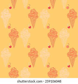 Ice cream cones seamless pattern