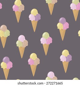 Ice cream cones seamless pattern