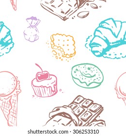 Ice cream cones seamless pattern background