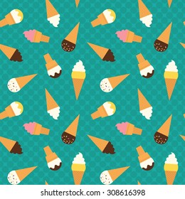 Ice cream cones seamless pattern.