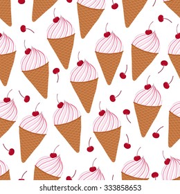 Ice cream cones. Seamless pattern