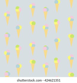 Ice cream cones seamless pattern. Vector background.
