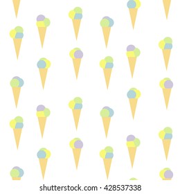 Ice cream cones seamless pattern. Vector background.