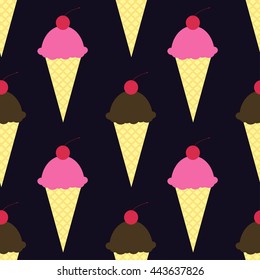 Ice cream cones seamless pattern background
