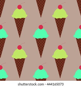 Ice cream cones seamless pattern background