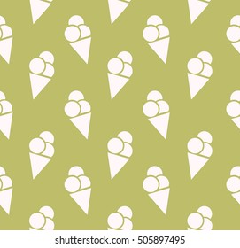 Ice cream cones seamless pattern.Retro pistachio background.