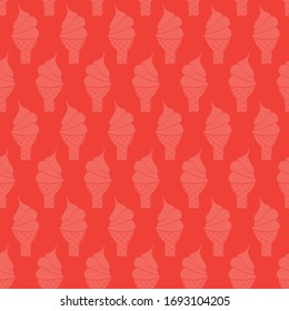 Eis-Creme verbindet nahtlose Vektorillustration. Waffelklee mit weichem Eis in Rot und Rosa. Für Stoff, Kinderdekoration, Eisladen, Verpackung, Sommer