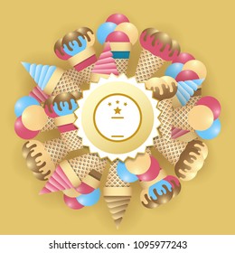 Ice cream cones set and round label for text. Vector illustration EPS10