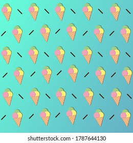 Ice cream cones turquoise pattern