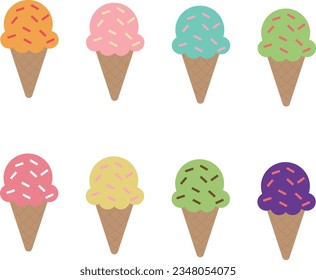 Ice cream cones in various flavors