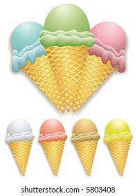 Ice cream cones, vector