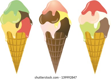 Ice cream cones, vector illustration